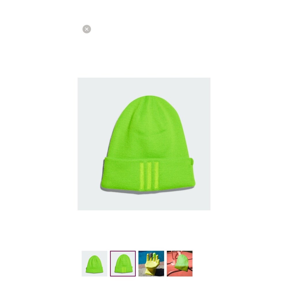 Adidas x Ivy Park Halls of Ivy Beanie Solar Green Knit Hat NWT HC5922